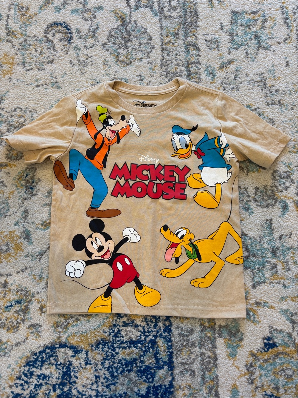 NWOT Disney Beige Kids Tee with Mickey, Donald, Goofy & Pluto